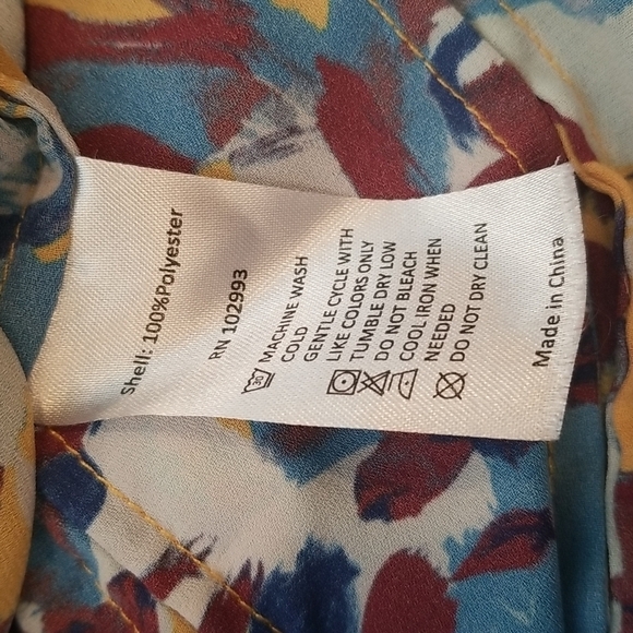 💕PRABAL GURUNG💕 COLECTIVE Ochre Floral Ruffle Front Blouse ~ 14 NWOT - Picture 14 of 14